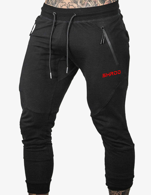 SHRDD Tapered joggers -Black/Red-Bottom Man-Stay Shredded-Guru Muscle