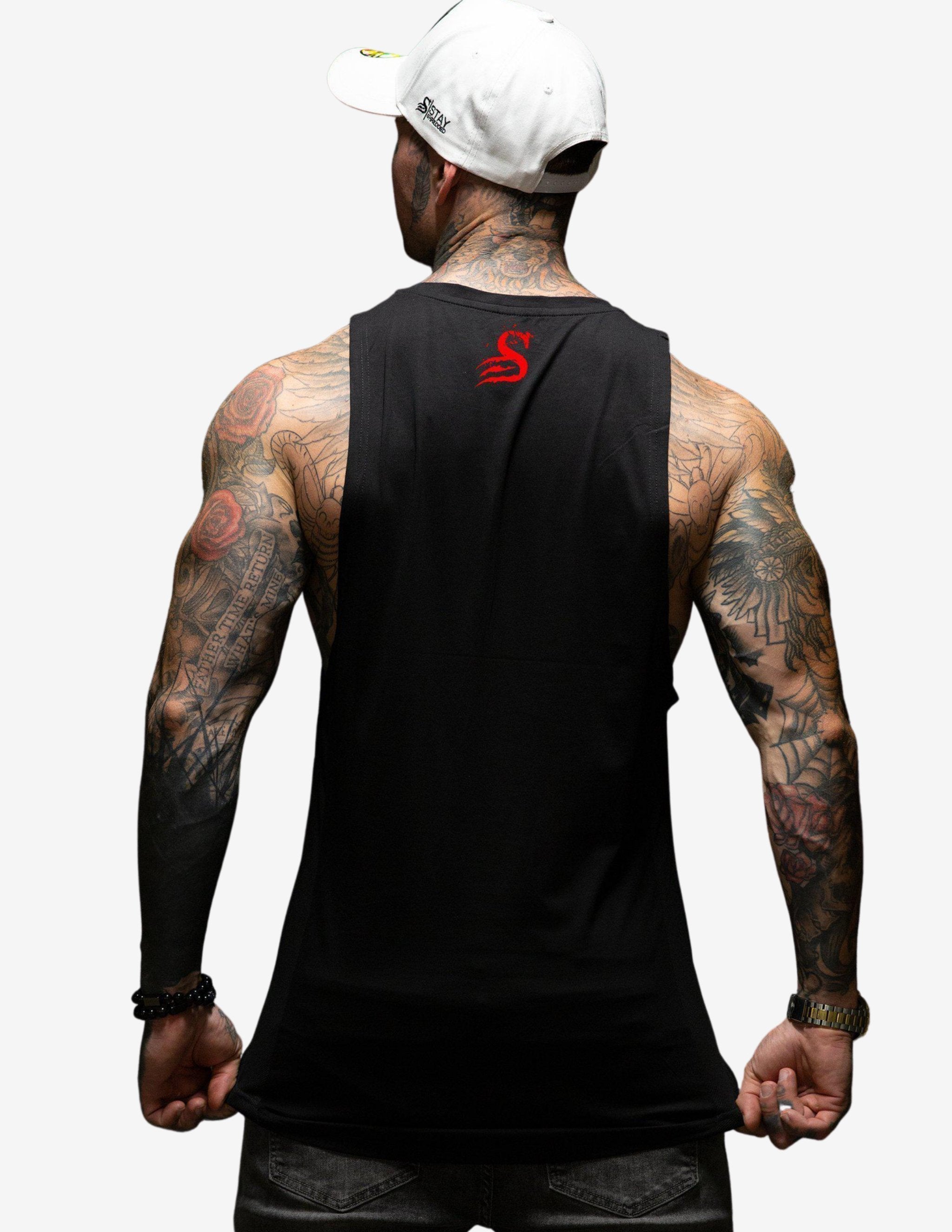 SHREDDED HYBRID TANK Black / Red-Tank Man-Stay Shredded-Guru Muscle