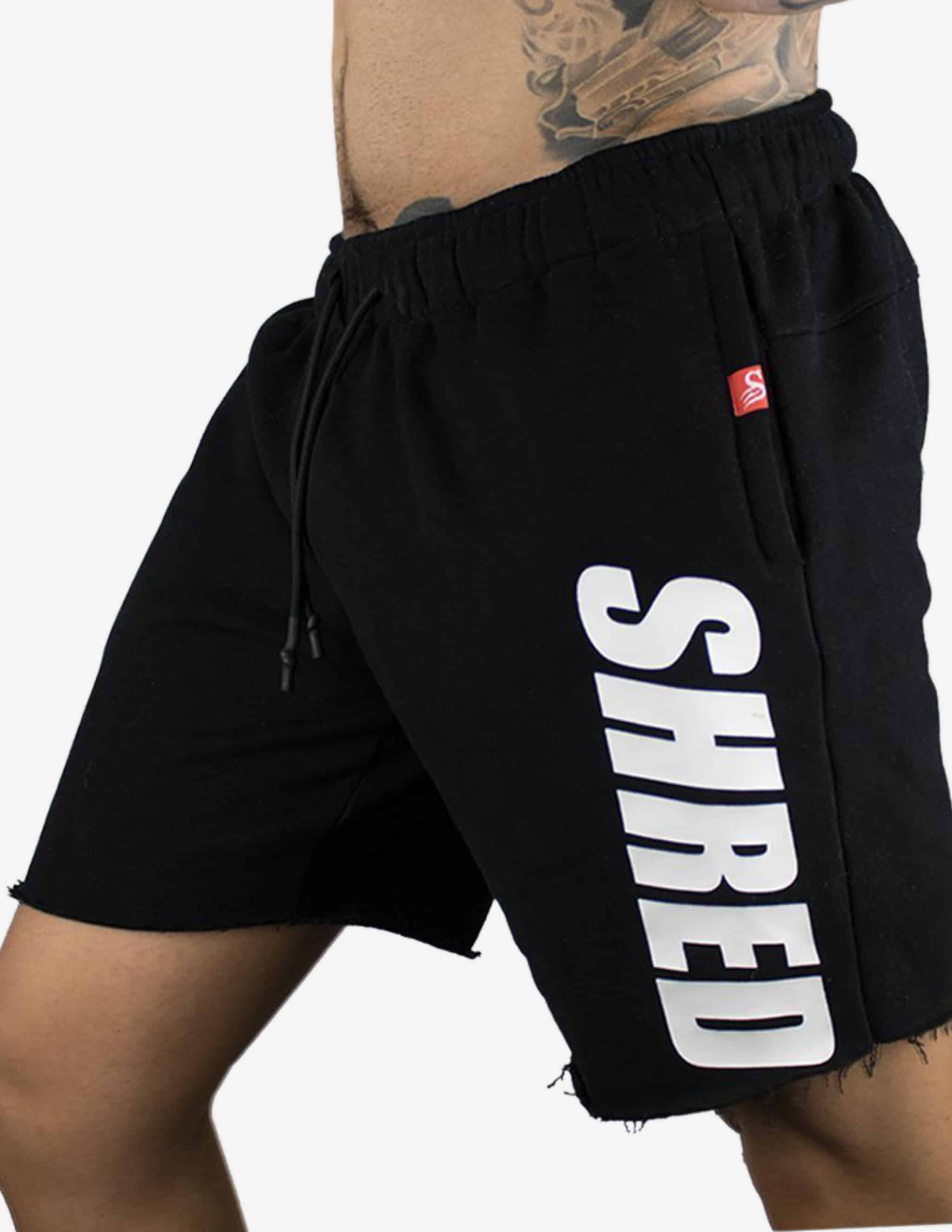 SHREDDED - Raw Fleece Shorts - Black-Shorts Man-Stay Shredded-Guru Muscle