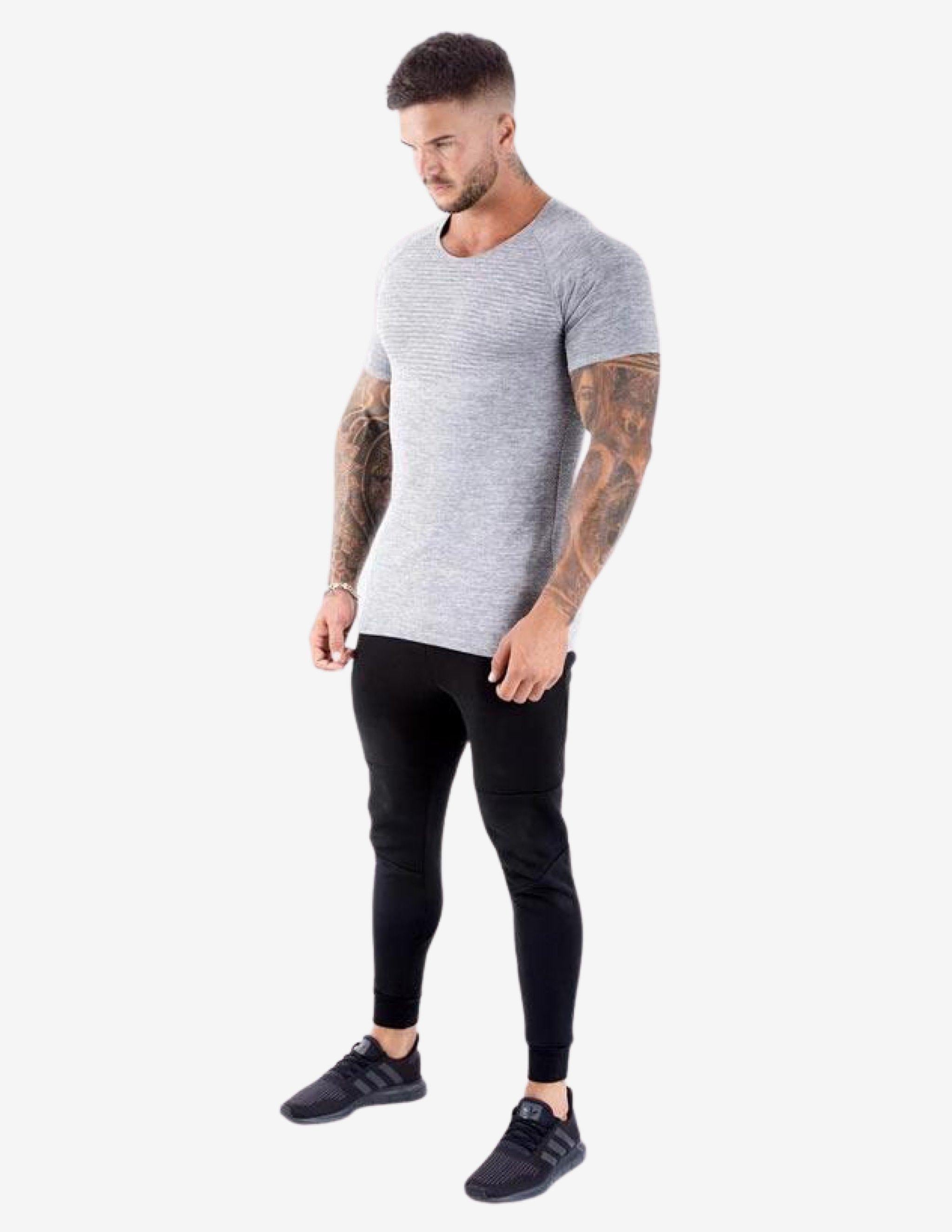 Seamless Knit Shirt - Slate-T-shirt Man-Biink Athleisure-Guru Muscle
