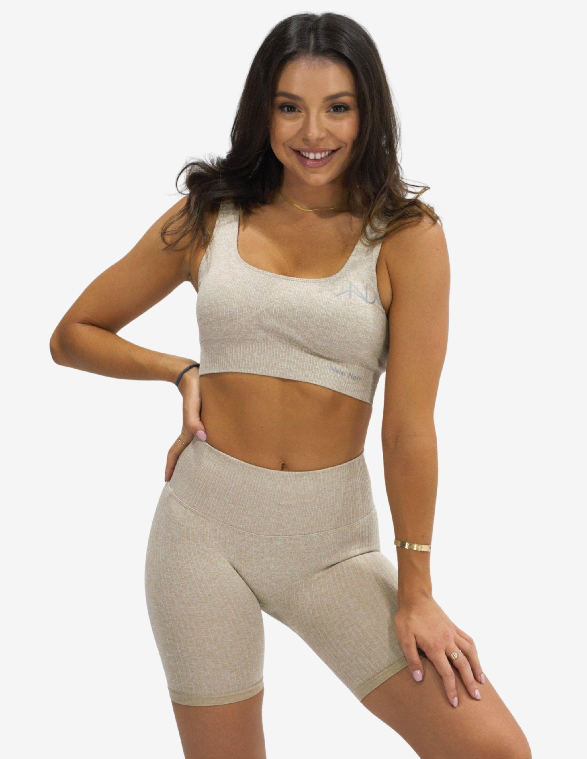 Seamless Ribbed Crop Taupe-Sport Bra-Neo Noir-Guru Muscle