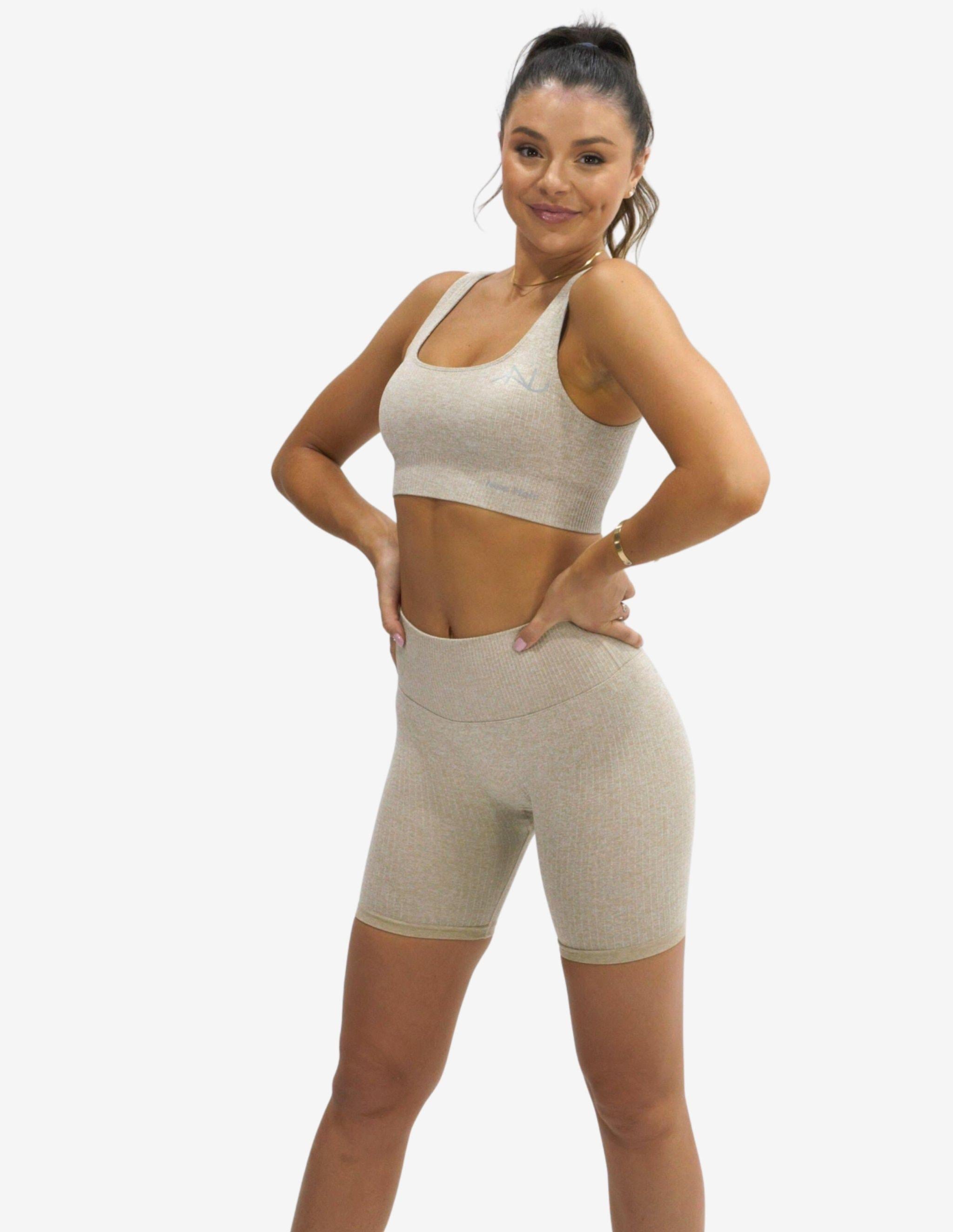 Seamless Ribbed Crop Taupe-Sport Bra-Neo Noir-Guru Muscle