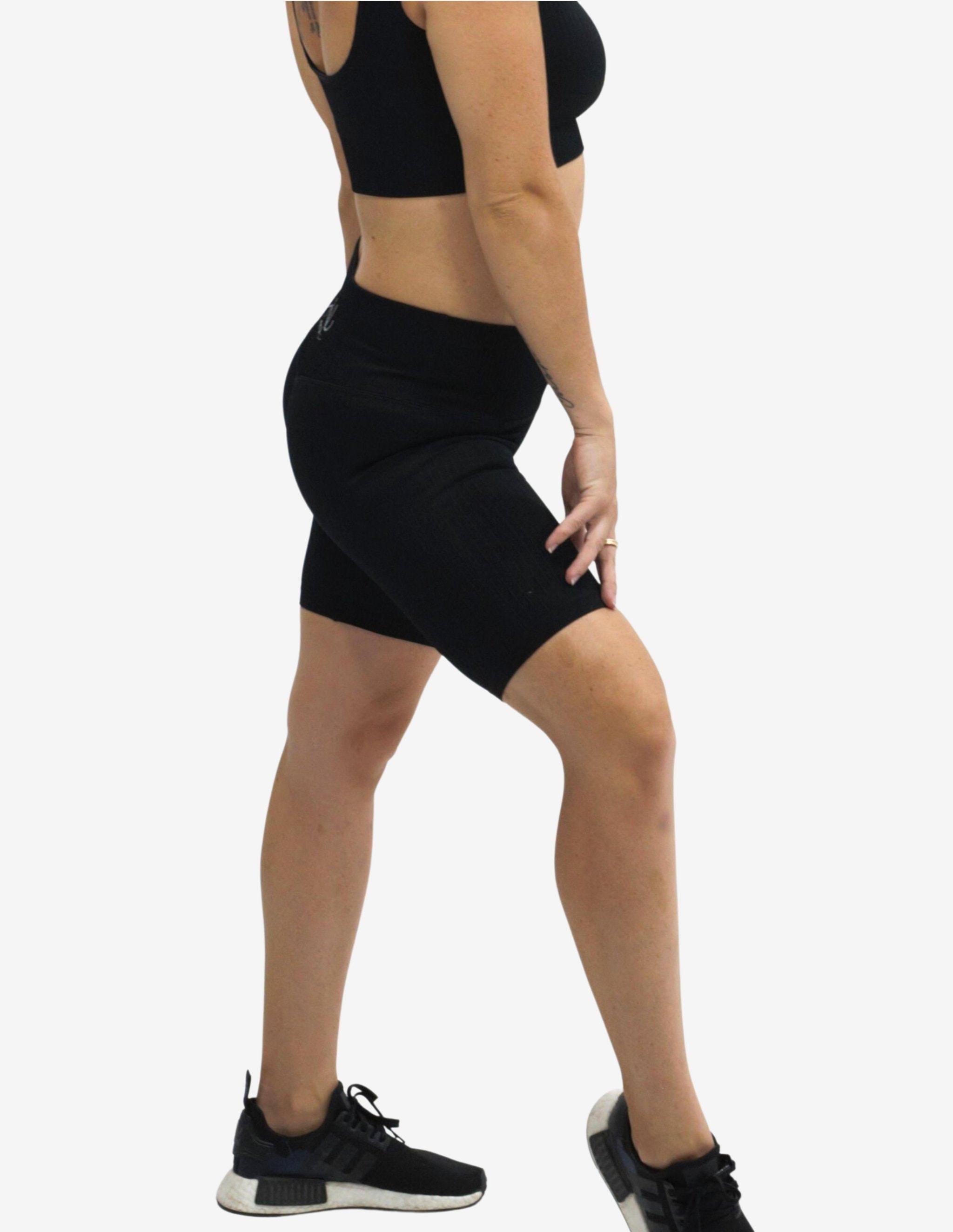 Seamless Ribbed Short Black-Shorts Woman-Neo Noir-Guru Muscle