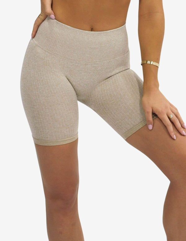 Seamless Ribbed Short Taupe-Shorts Woman-Neo Noir-Guru Muscle