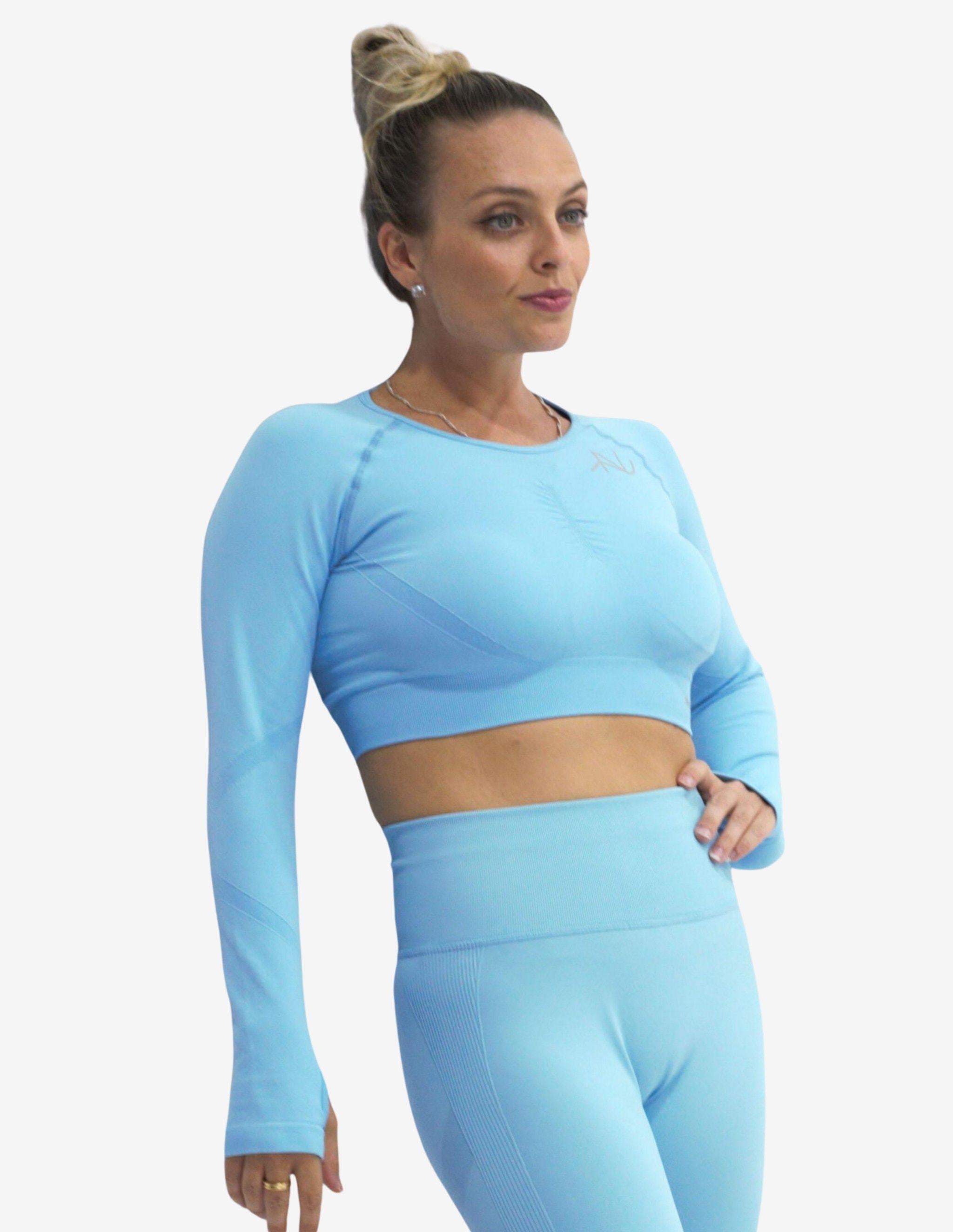 Seamless Scrunch Crop Blue-Crop Top-Neo Noir-Guru Muscle