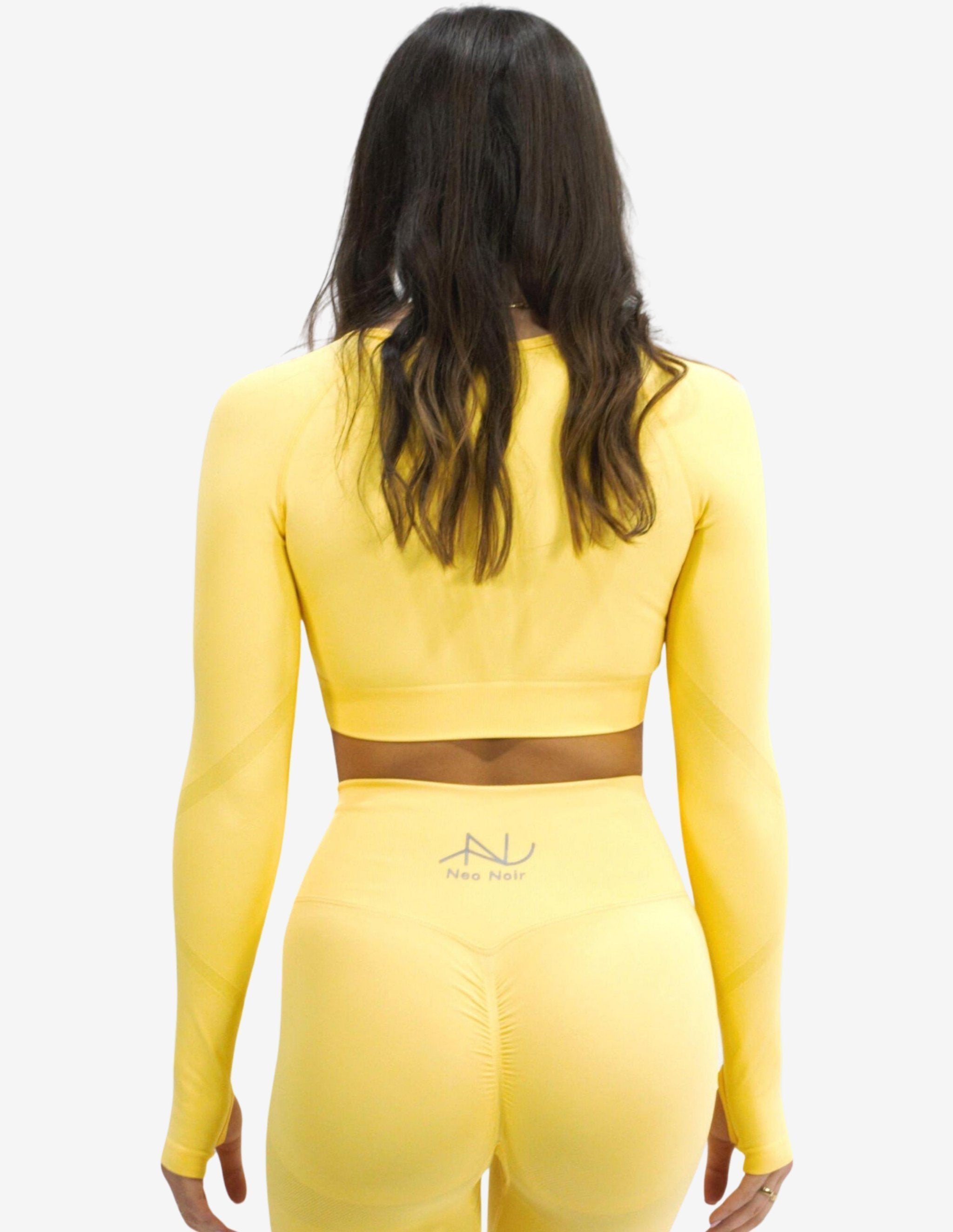 Seamless Scrunch Crop Yellow-Crop Top-Neo Noir-Guru Muscle