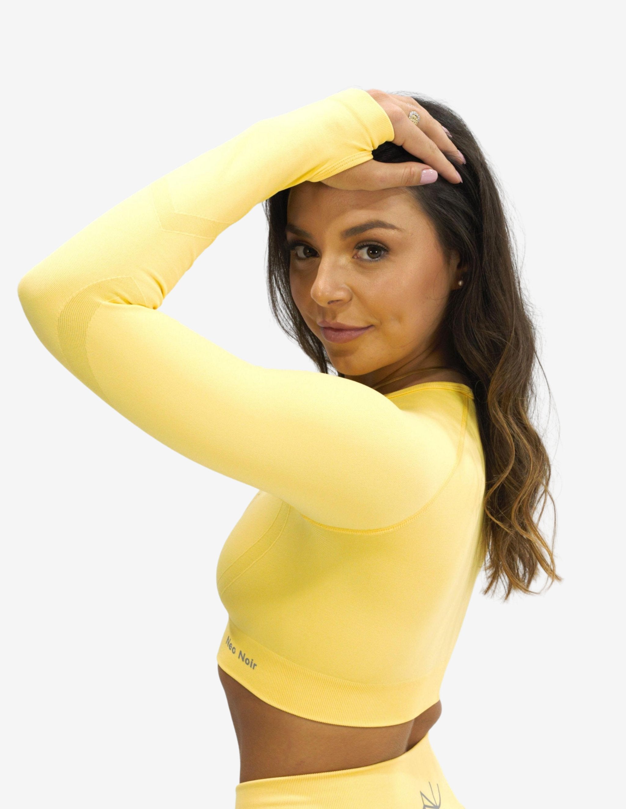 Seamless Scrunch Crop Yellow-Crop Top-Neo Noir-Guru Muscle