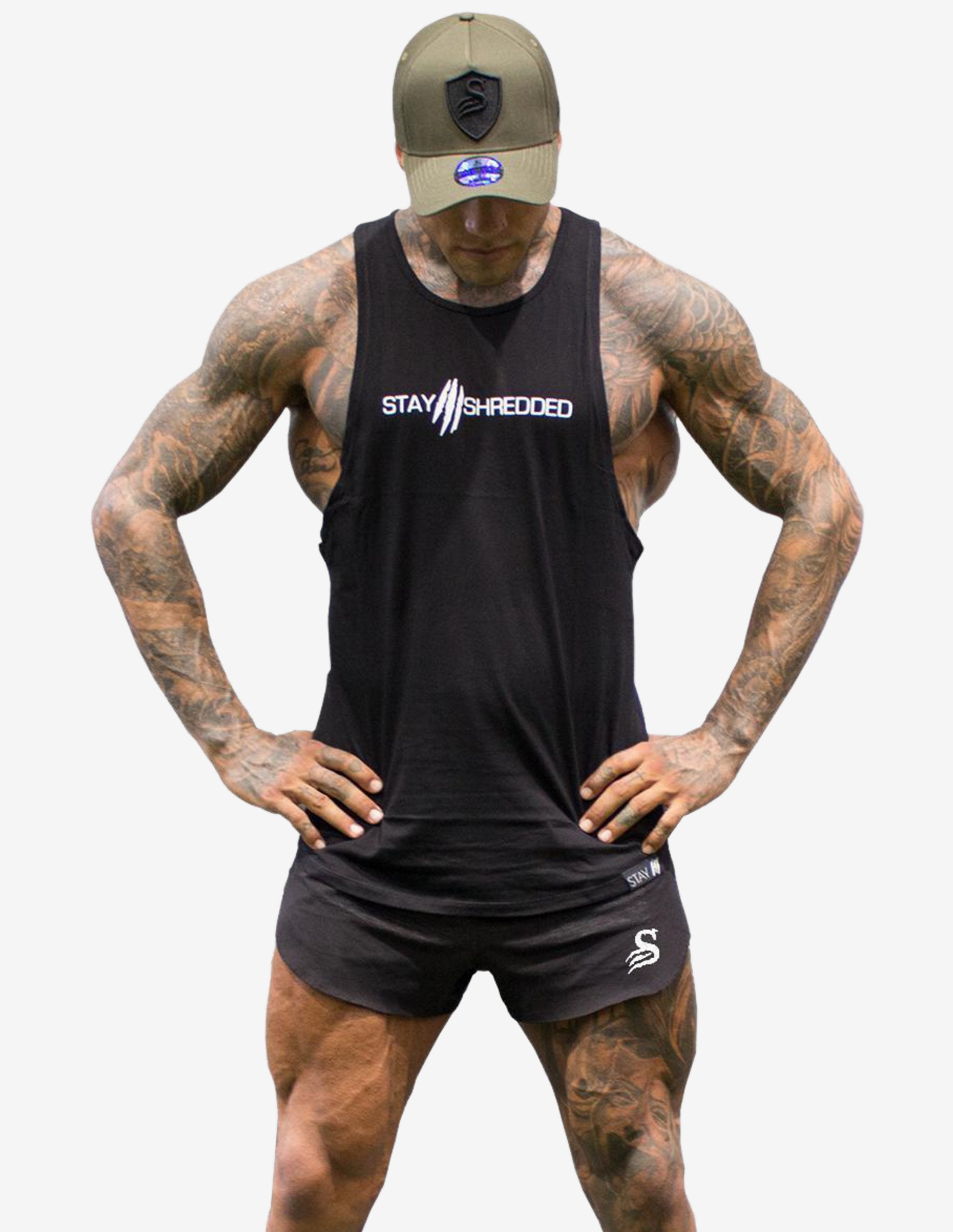 Slash Muscle Tank top gym Singlet - Black-Tank Man-Stay Shredded-Guru Muscle