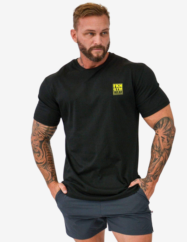 Stone | Men's Gym T-Shirt | Black-T-shirt Man-FKN Gym Wear-Guru Muscle