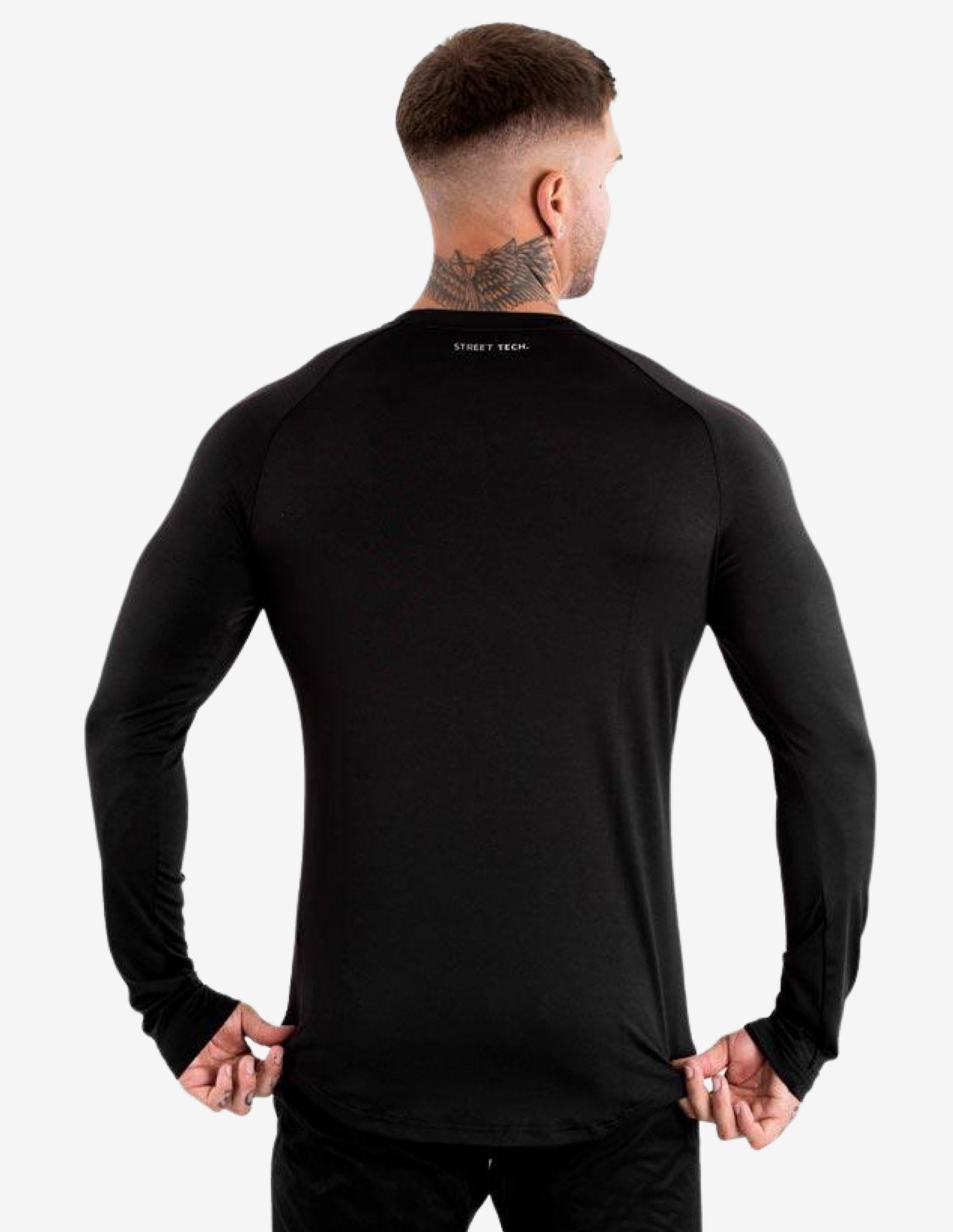 Street Tech Longsleeve Tee - Black Marl-T-shirt Man-Biink Athleisure-Guru Muscle