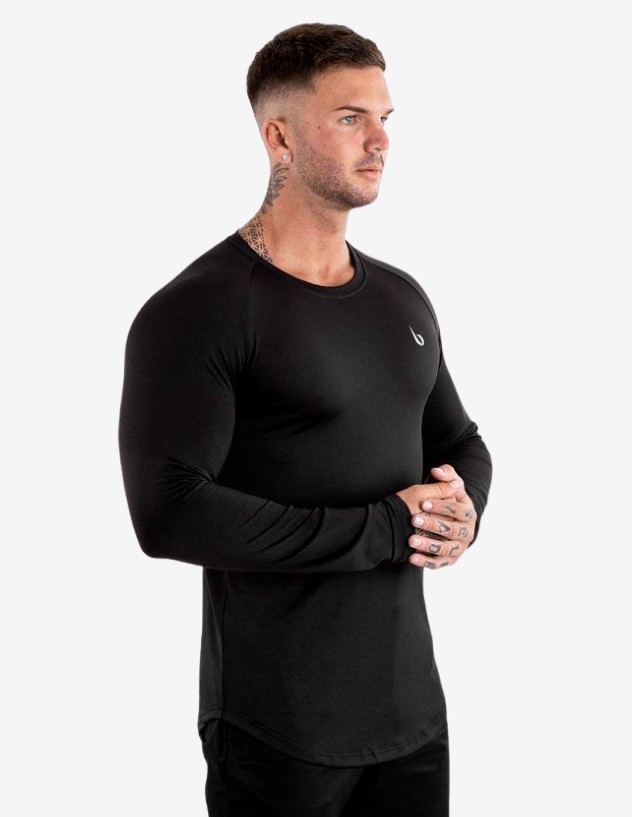 Street Tech Longsleeve Tee - Black Marl-T-shirt Man-Biink Athleisure-Guru Muscle