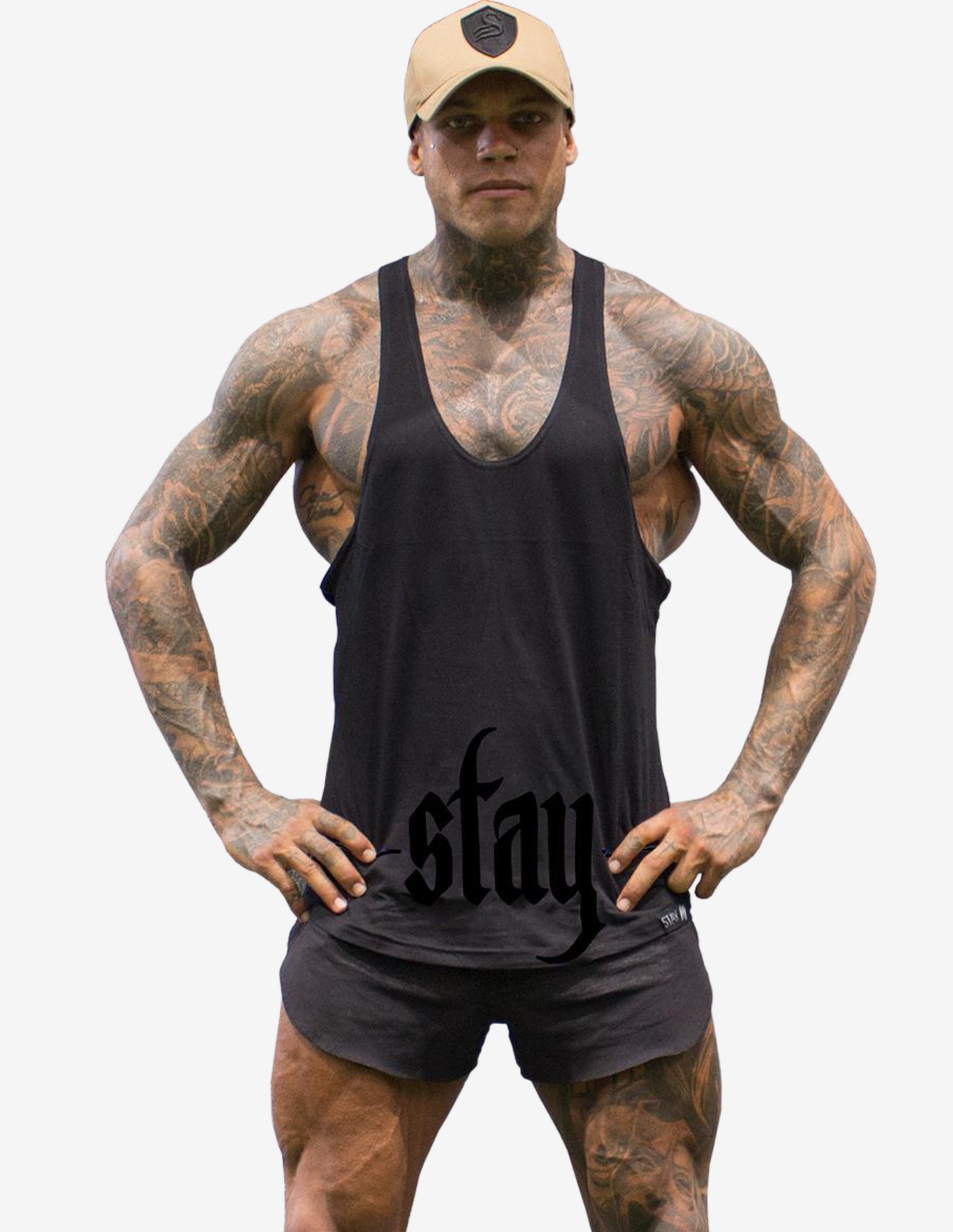 Stringer - Black-Tank Man-Stay Shredded-Guru Muscle