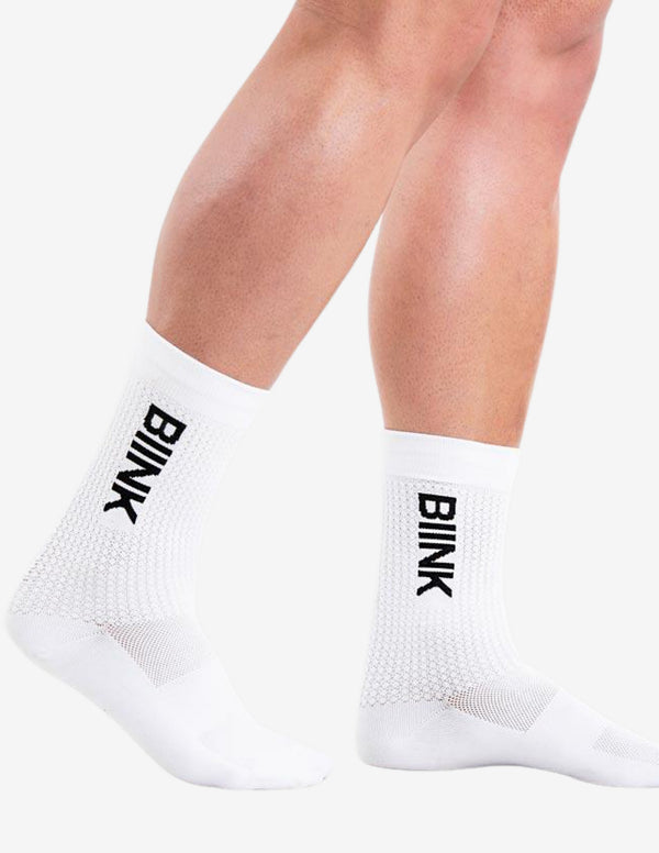 Unisex Compression Sports Performance Socks - White-Socks-Biink Athleisure-Guru Muscle