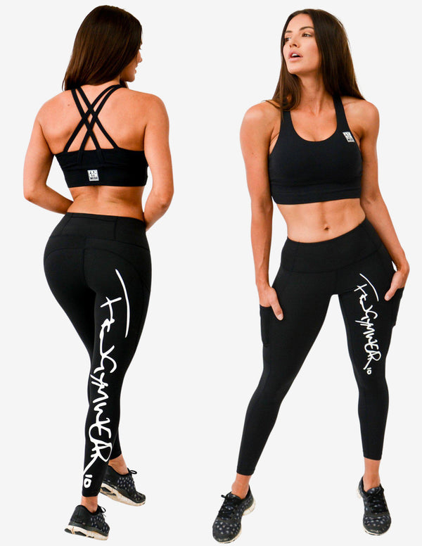 Workout Set | Black Crop Top & Signature Leggings-Women Sets-FKN Gym Wear-Guru Muscle