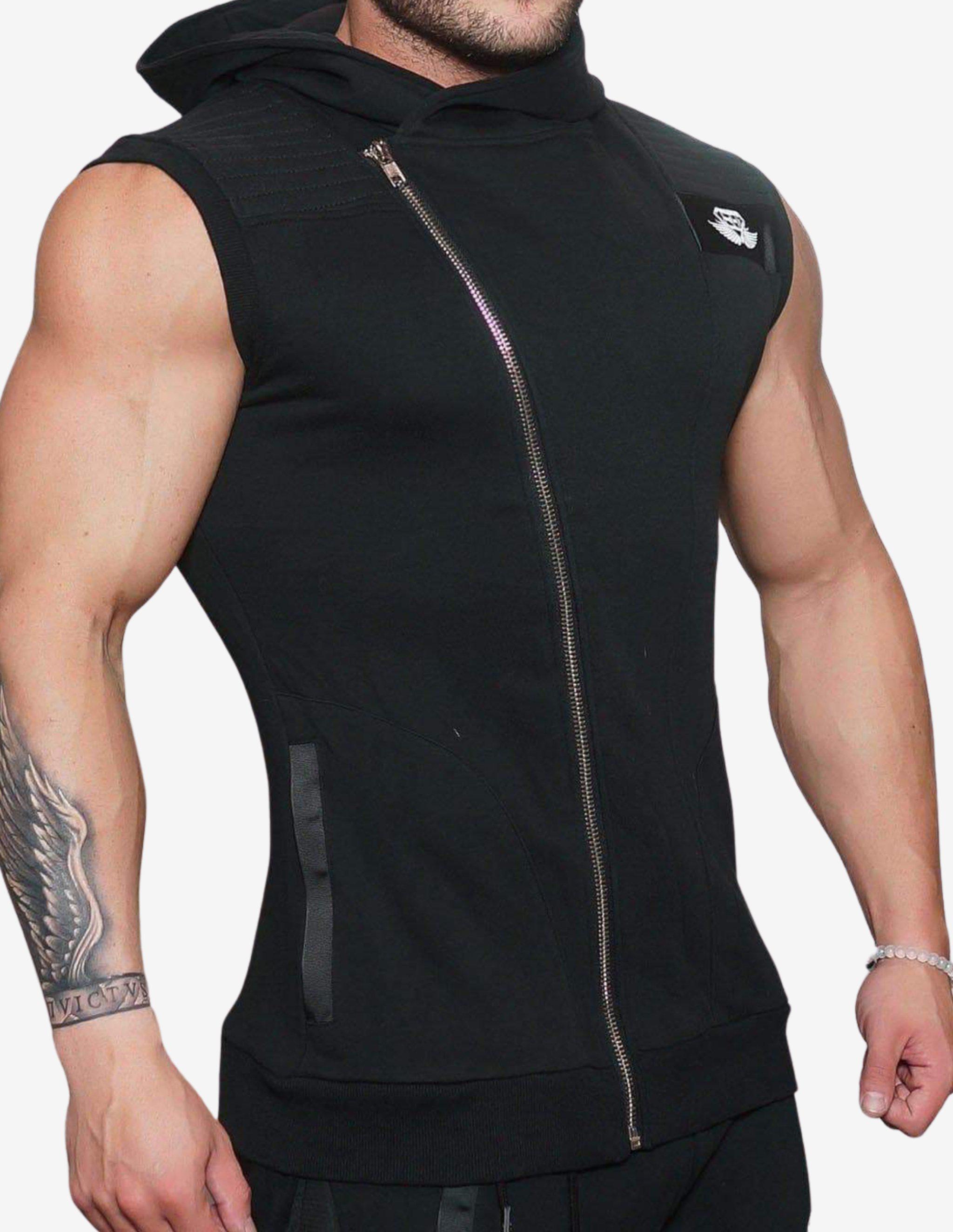 YUREI Sleeveless vest – ALL BLACK-Hoodie Man-Body Engineers-Guru Muscle