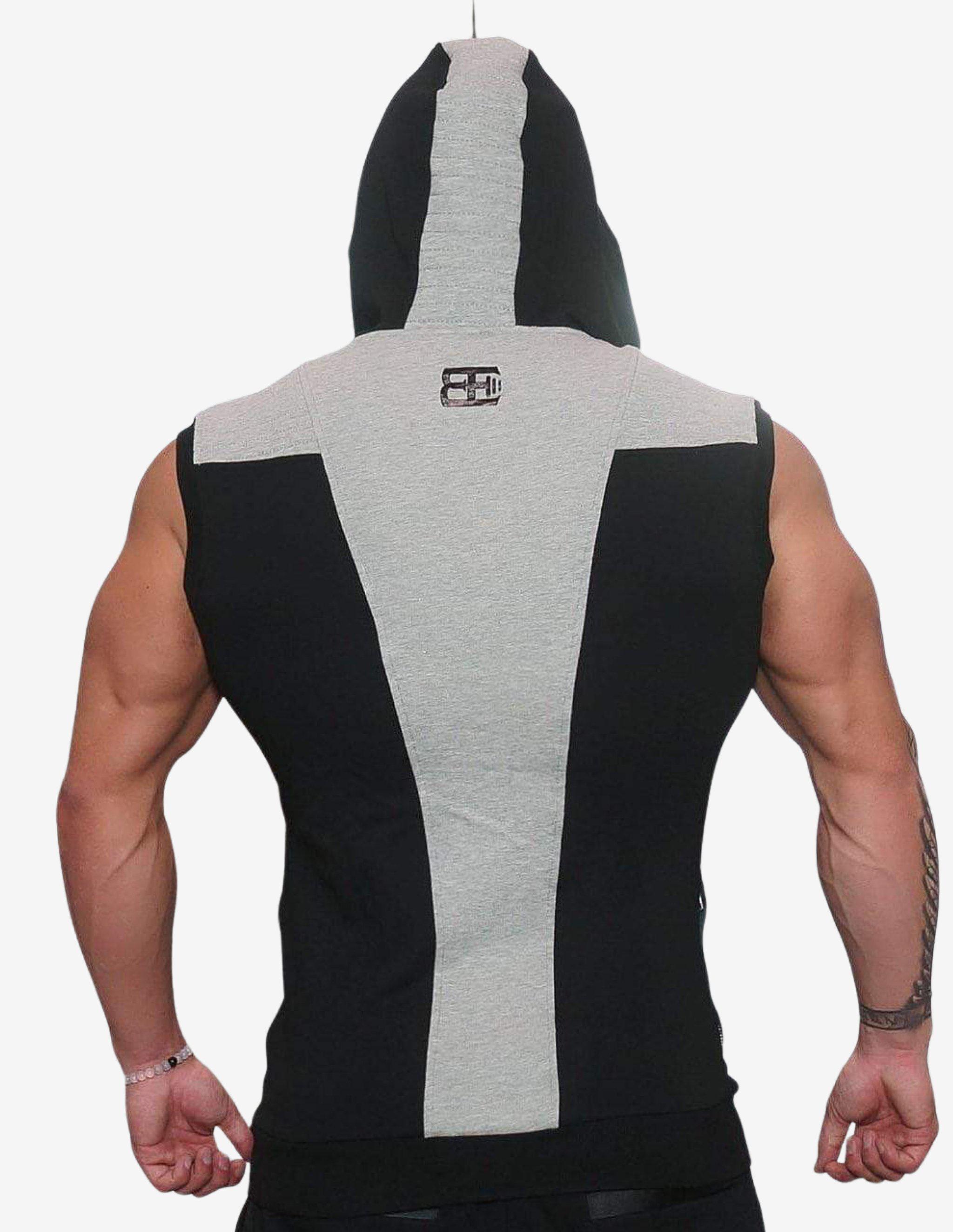 YUREI Sleeveless vest – BLACK & LIGHT GREY ACCENTS-Hoodie Man-Body Engineers-Guru Muscle