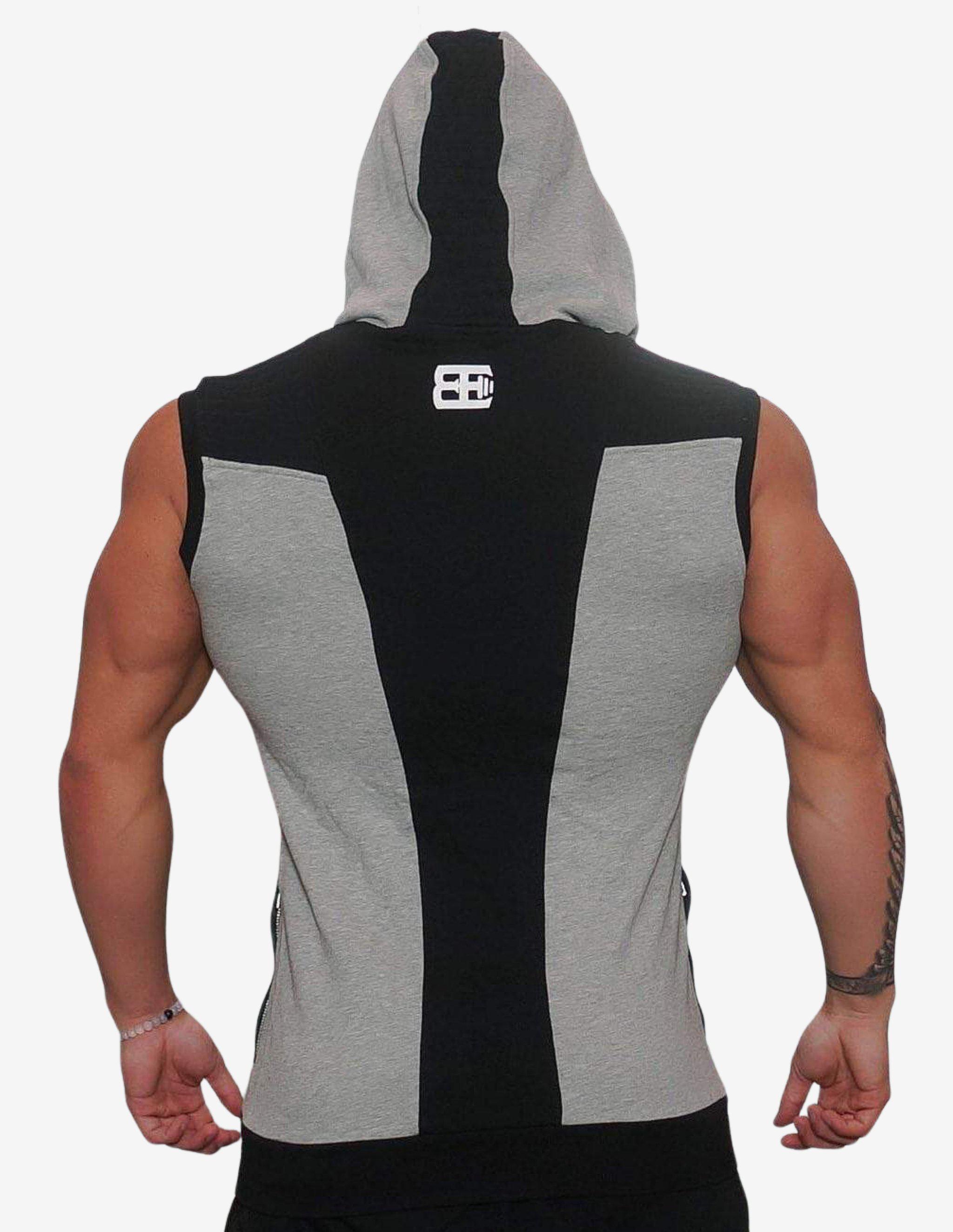 YUREI Sleeveless vest – LIGHT GREY & BLACK ACCENTS-Hoodie Man-Body Engineers-Guru Muscle