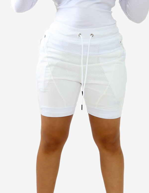 Mesh Panel 2-in-1  Shorts - White / Off White